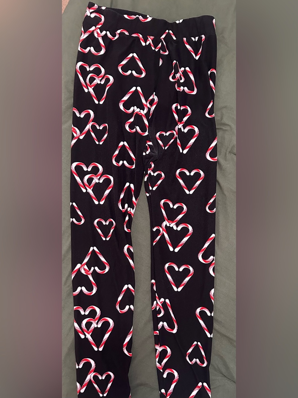Black Straight Leg Lounge Pants with Red & White Heart Candy Print